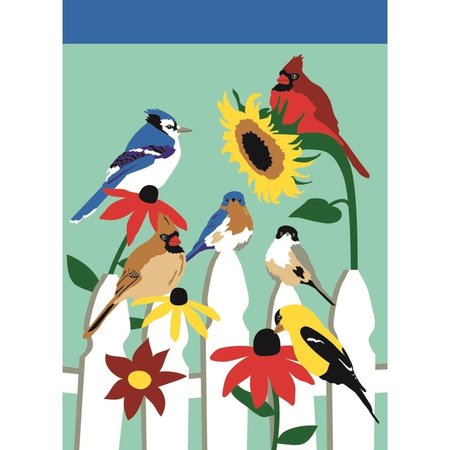 MAGNOLIA GARDEN FLAGS 13 x 18 in Birds on A Fence Burlap Garden Flag M010003